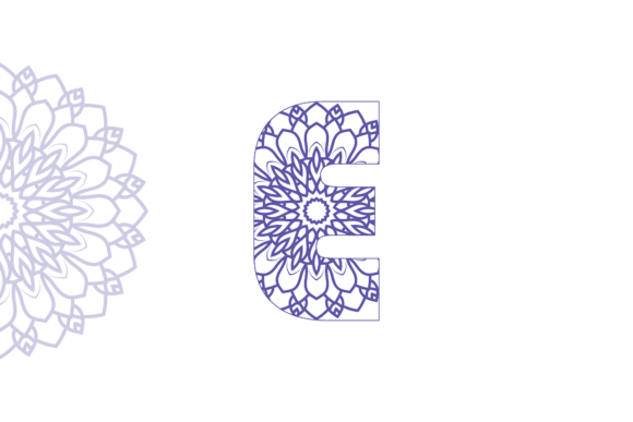 Awsome E Font Floral Mandala Pattern Art