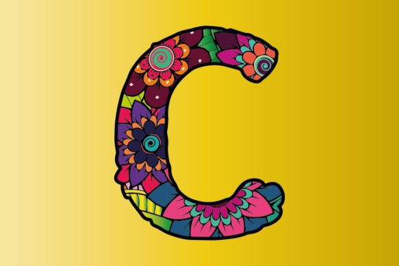 C Letter Floral Capital Alphabet