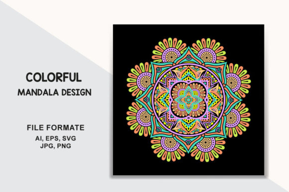 Colorful Mandala Design, Floral Vector