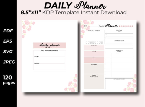 Floral Daily Planner KDP Interior