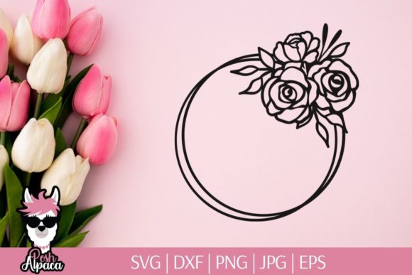 Floral Double Circle Frame Monogram