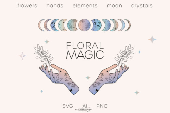Floral Magic Line Art Gradient