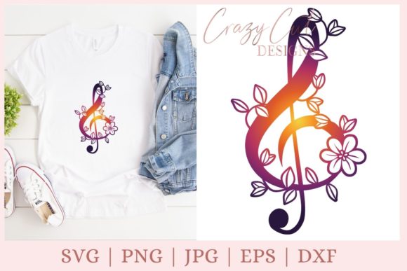 Floral Treble Clef Music