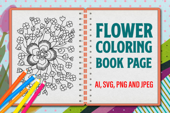 Flower Coloring Page. Floral Line Art