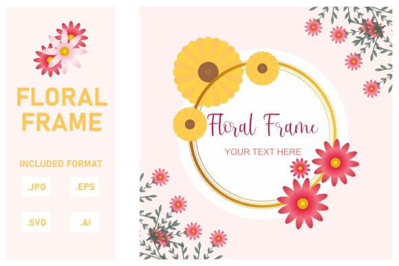Flowers Leaves Floral Frame Vector