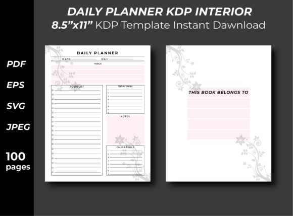 KDP Interior Floral Daily Planner