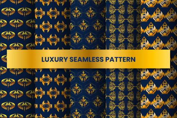 Luxury Seamless Gold Floral Pattern Set
