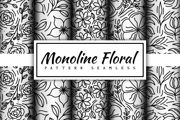 Monoline Floral Pattern Seamless