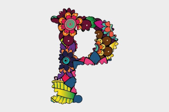 P Letter Floral Capital Alphabet