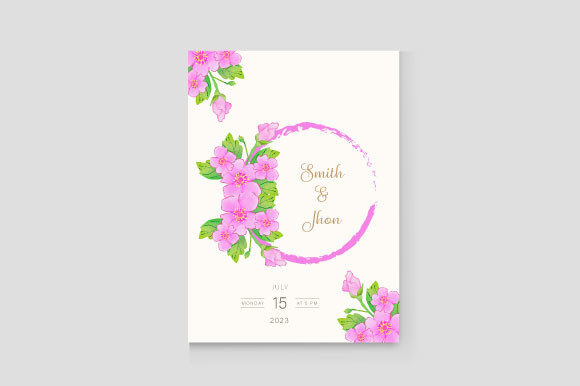 Watercolor Floral Wreath Wedding Card